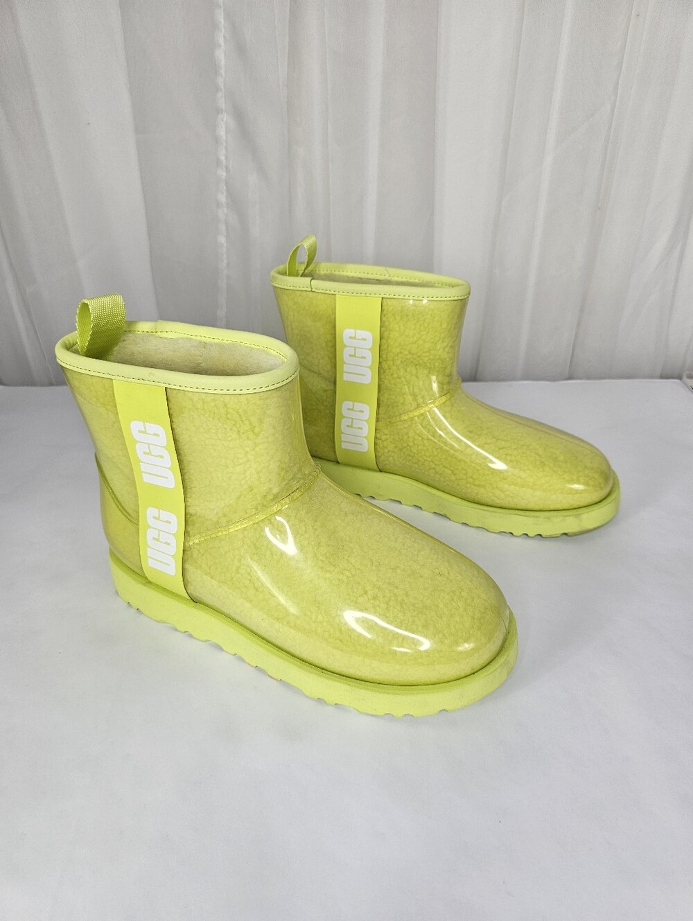 UGG Classic Clear Mini Waterproof Boots - Sulfur Lime Neon Size 8